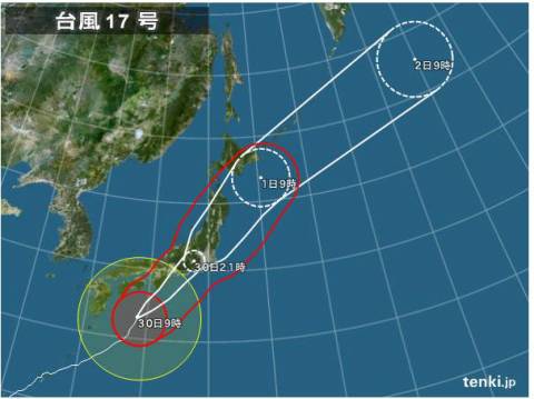 近畿「台風の季節」に 6月以来の上陸か 17号接近