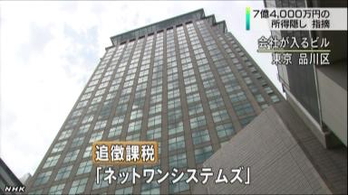 大手情報通信7.4億円所得隠し 東京国税局が指摘