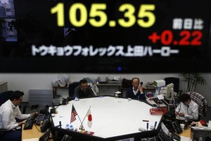 外為17時 円、反落し105円台前半 一時5年3カ月ぶり安値
