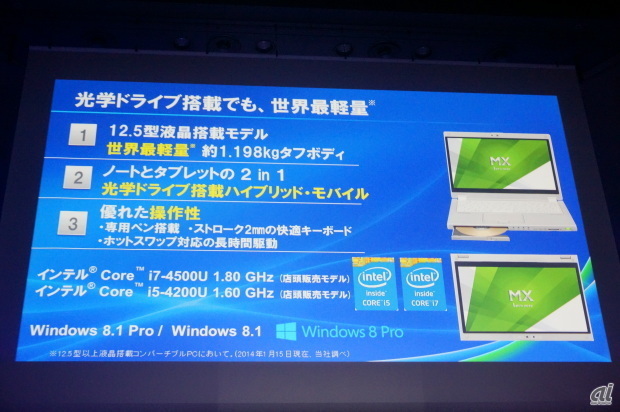 DVD内蔵の最軽量ノートPC パナソニック