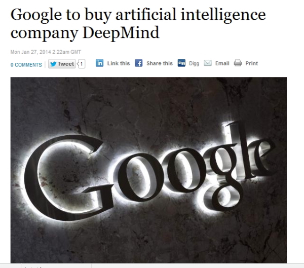 グーグル、英人工知能会社の買収で合意