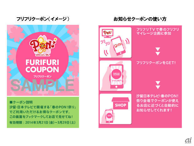 日テレ、対象店舗に近づくとスマホ知らせる「お知らせクーポン」を期間限定で提供