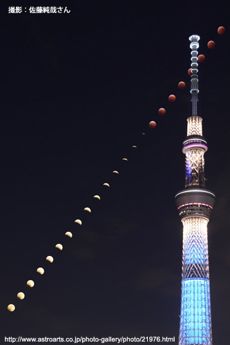 8日の皆既月食 秋空に浮かんだ赤い月