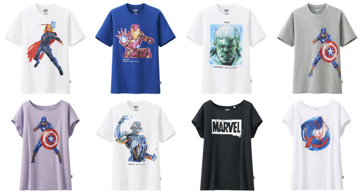 「アベンジャーズ」ユニクロT発売、マーベルロゴやウルトロンデザインなど25型