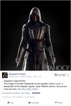 映画版「アサシン クリード」マイケル・ファスベンダーのビジュアル公開！役どころも