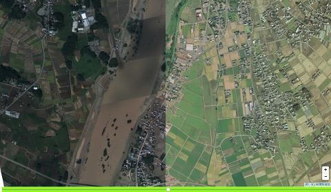 国土地理院、水害の被災前・後の空中写真を比較できるサイト公開