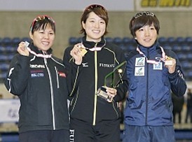 スピードスケート:全日本距離別選手権 菊池、女子1000V 小平の7連覇を阻止