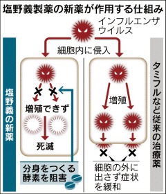 １回の投与でインフル治療の新薬！ 塩野義、３０年に発売へ