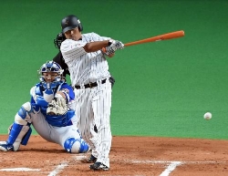 侍平田2安打2打点 ベース直撃先制打「ラッキー」