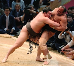 3横綱安泰、豪栄道に土=大相撲九州場所3日目
