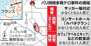 パリ同時テロ、127人が死亡 仏政府がIS犯行と断定