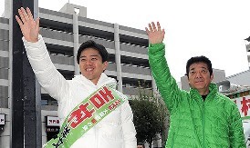 大阪決戦：１１・２２ダブル選 ラストサンデー、ペアで訴え