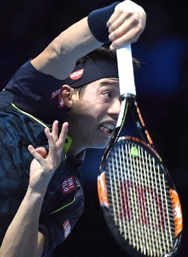 テニス:ATPツアー・ファイナル 錦織、ベルディハ撃破 1勝1敗、4強に望み
