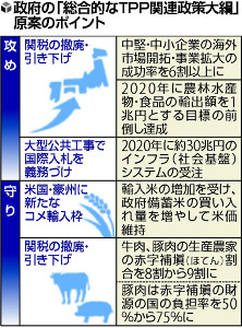 「TPP関連政策大綱」 素案まとまる