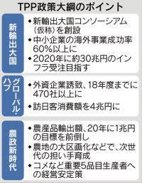 日本を貿易・投資の中核拠点に 政府がＴＰＰ大綱