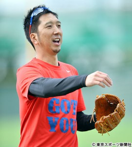 藤浪 球児と自主トレ“初対面”「よろしくお願いします、と」
