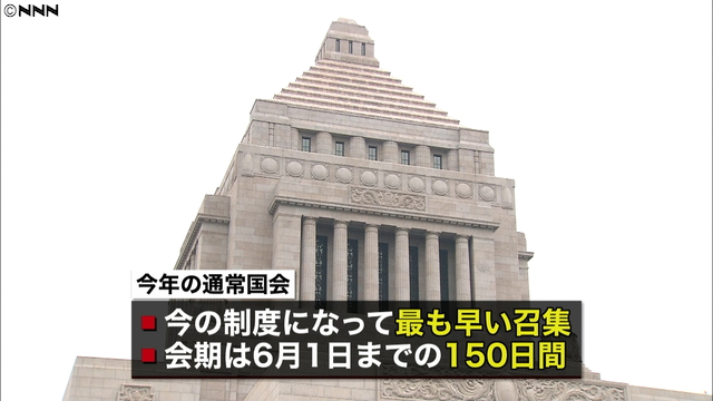 参院選見据え論戦へ 通常国会、きょう召集