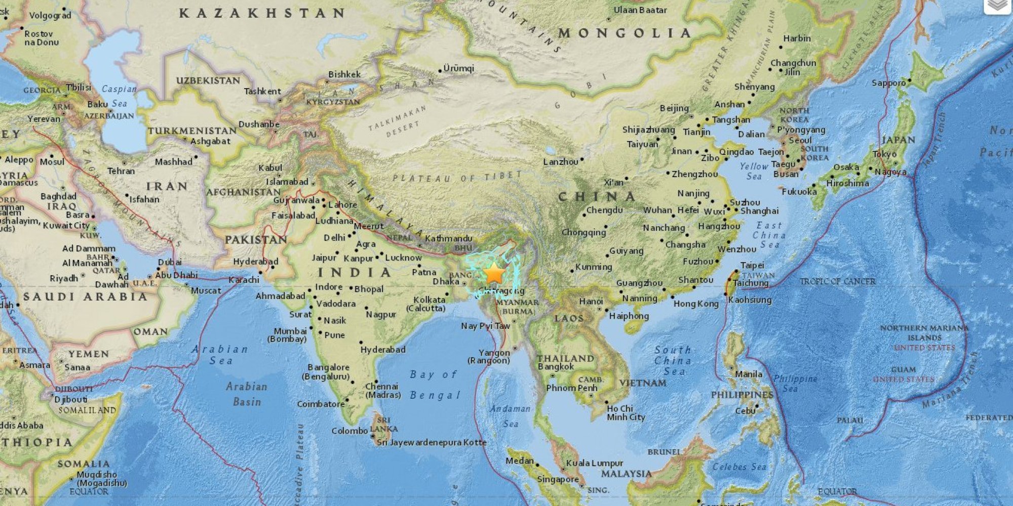 インド北東部でＭ6.7の地震 負傷者多数、死者も
