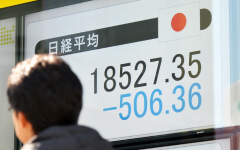 日経平均前引け、492円安の１万8541円 中国株急落で一時500円安