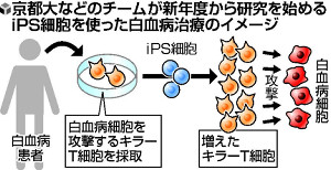 iPSで白血病治療研究…京大など、新年度から 2016年01月11日 04時26分