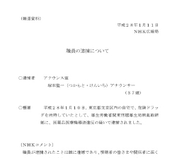 NHK塚本アナを逮捕=危険ドラッグ所持容疑—関東信越厚生局