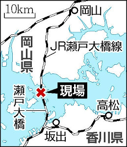 瀬戸大橋で快速立ち往生、乗客１６０人が２時間