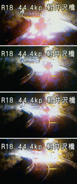 転落バスは減速せず中央線はみ出す ２５０メートル手前の映像公開