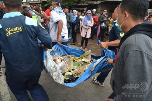空軍機が民家に墜落、４人死亡 インドネシア・ジャワ島
