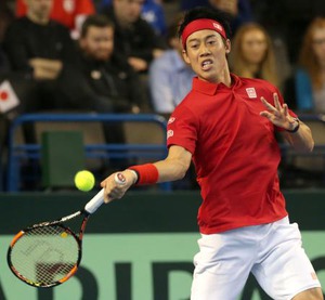 錦織勝ち、日本１勝１敗 男子テニスのデ杯ＷＧ１回戦