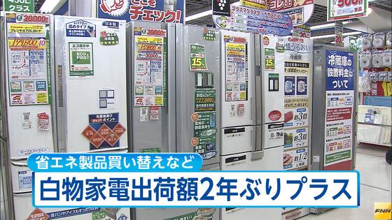 白物家電国内出荷額、2年ぶりプラス 15年度は5.7%