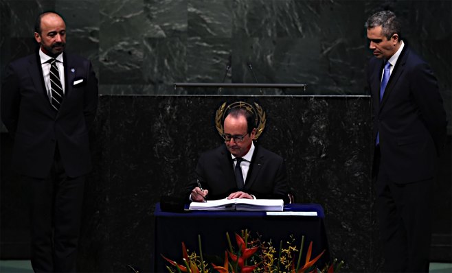 パリ協定、早期批准呼びかけ 175カ国・地域が署名