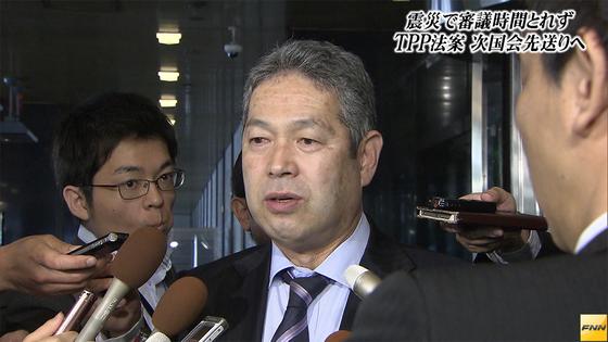 今国会ＴＰＰ断念、野党に伝達